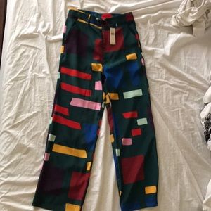 Anthropologie silk high waisted trouser